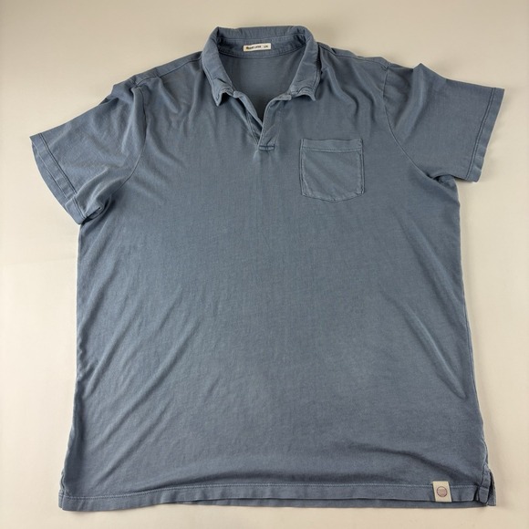 Marine Layer Resort Polo Shirt Men M/L Blue Cotton Tencel Modal Johnny Collar - Picture 1 of 9